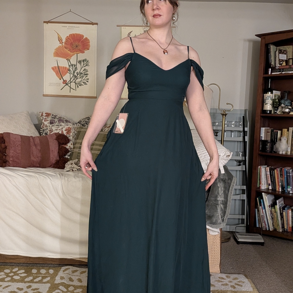 Elegant Teal Off-Shoulder Dress